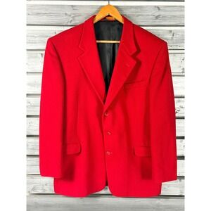 Stefano di Roma Mens 46R Red Blazer Jacket Made in USA Cashmere/Wool vtg